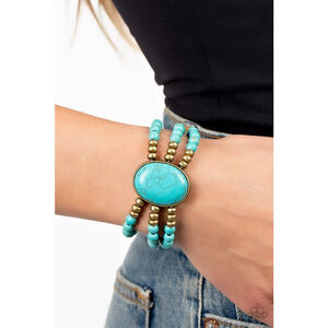 Paparazzi Turquoise Brass Stone Pools Bracelet One Size